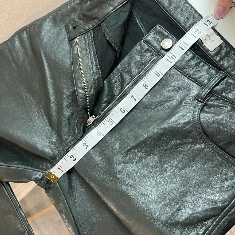 Aritzia Women's Size 6 Melina Vegan Leather Dark Green Cropped High Rise Pant - Picture 14 of 15